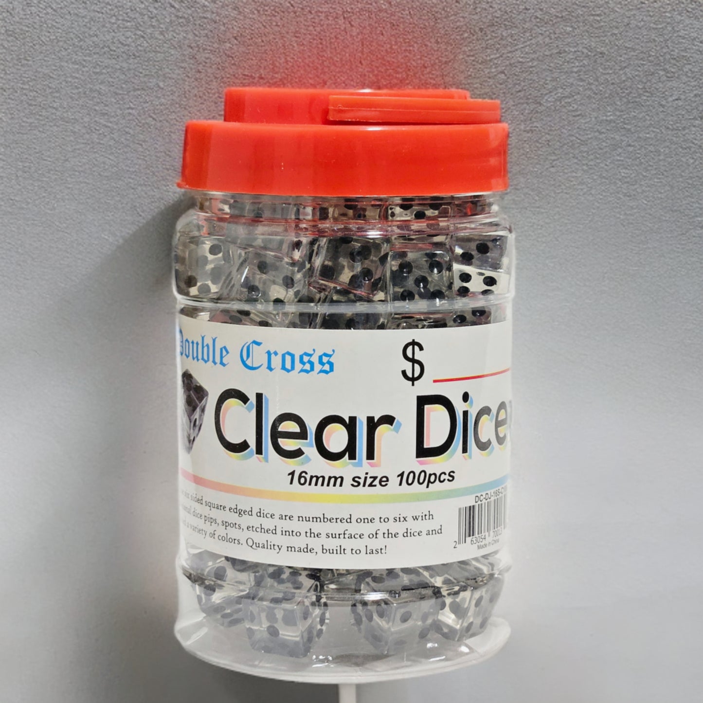 Clear Dice Jar 16mm 100ct | Item no.: 2256